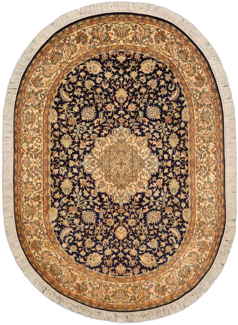 Kashmir Oriental Rug 150 × 214 cm, Silk, hand-knotted