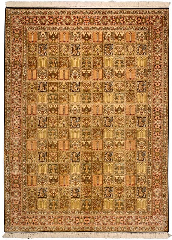 Kashmir Oriental Rug 158 × 213 cm, Silk, hand-knotted