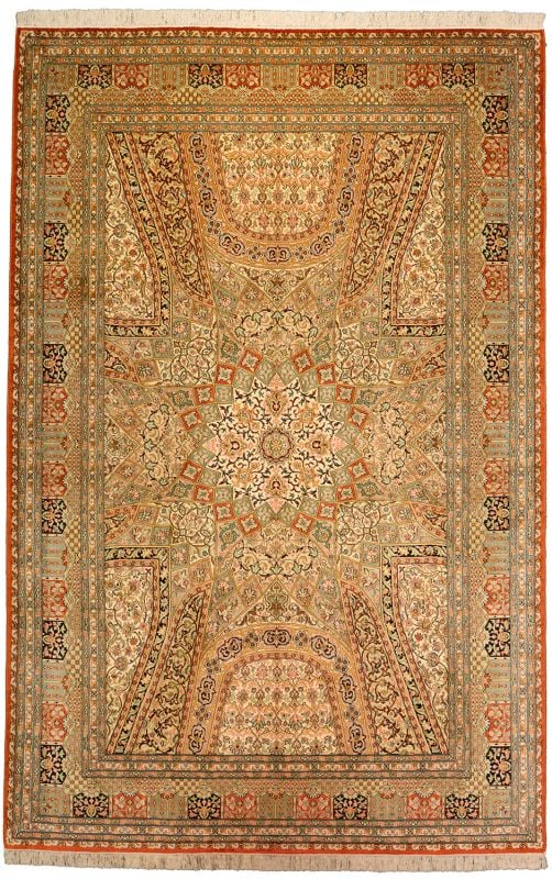 Kashmir Oriental Rug 165 × 255 cm, Silk, hand-knotted