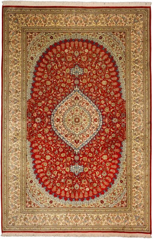 Kashmir Oriental Rug 169 × 255 cm, Silk, hand-knotted, pastel