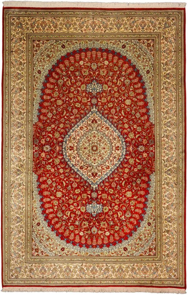 Kashmir Oriental Rug 169 × 255 cm, Silk, hand-knotted, pastel