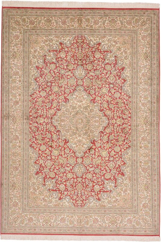 Kashmir Oriental Rug 170 × 243 cm, Silk, hand-knotted, pastel Kashmir Oriental Rug 170 × 243 cm, Silk, hand-knotted, pastel