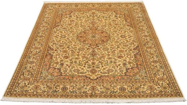 Kashmir Oriental Rug 170 × 247 cm, Silk, White/Beige, hand-knotted — view 2