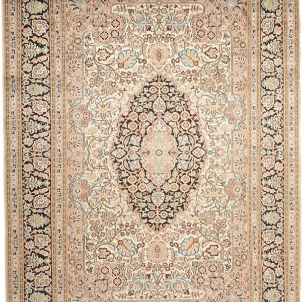 Kashmir Oriental Rug 172 × 248 cm, Silk, White/Beige, hand-knotted — view 5