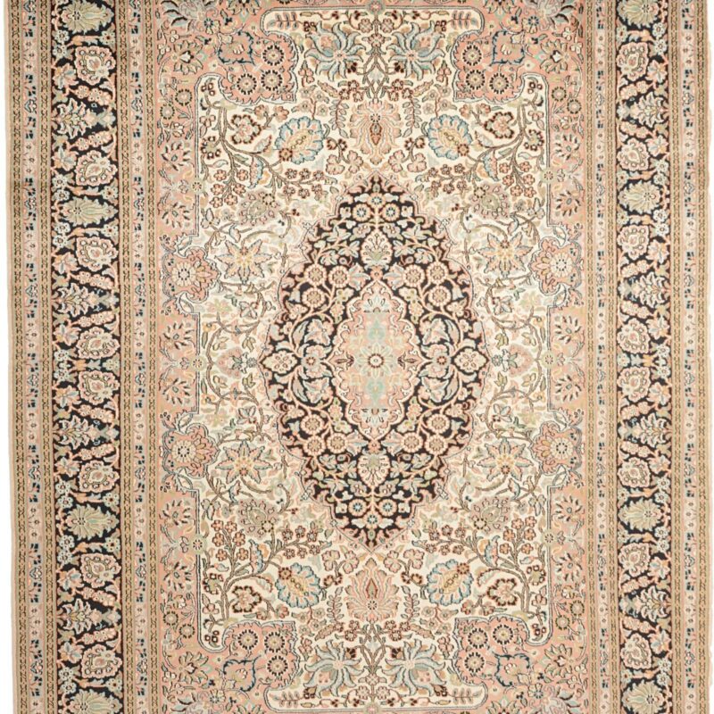 Kashmir Oriental Rug 172 × 248 cm, Silk, White/Beige, hand-knotted — view 5