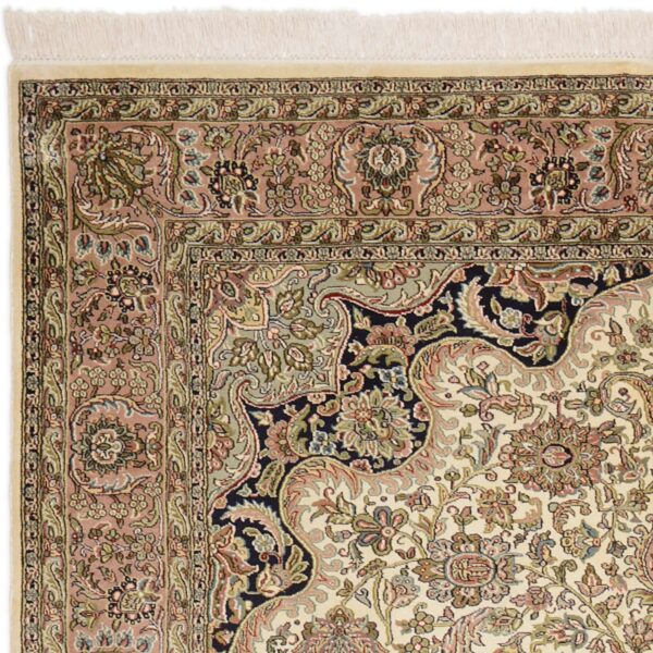 Kashmir Oriental Rug 172 × 248 cm, Silk, White/Beige, hand-knotted — view 6