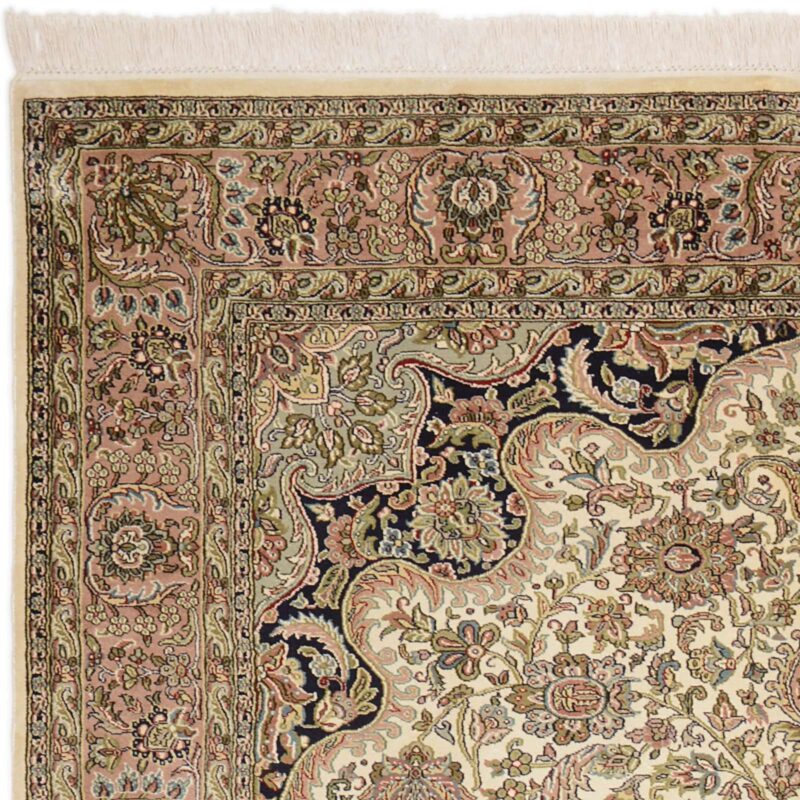 Kashmir Oriental Rug 172 × 248 cm, Silk, White/Beige, hand-knotted — view 6