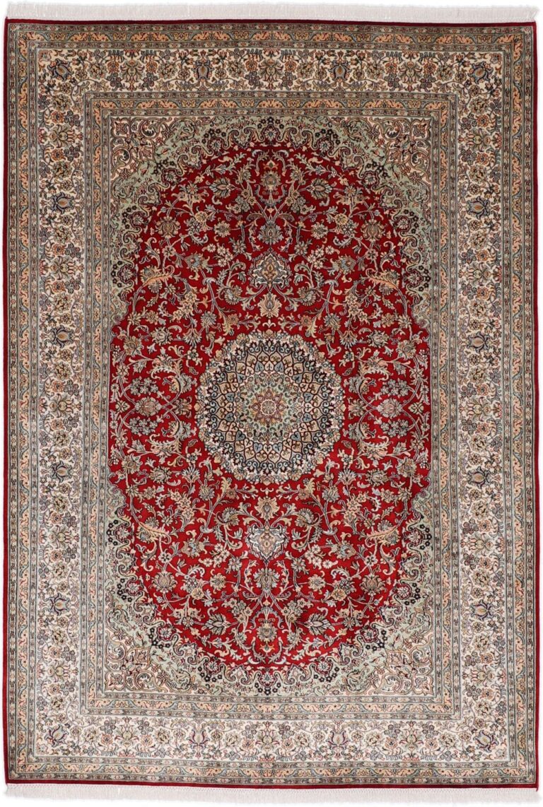 Kashmir Oriental Rug 173 × 249 cm, Silk, hand-knotted, pastel