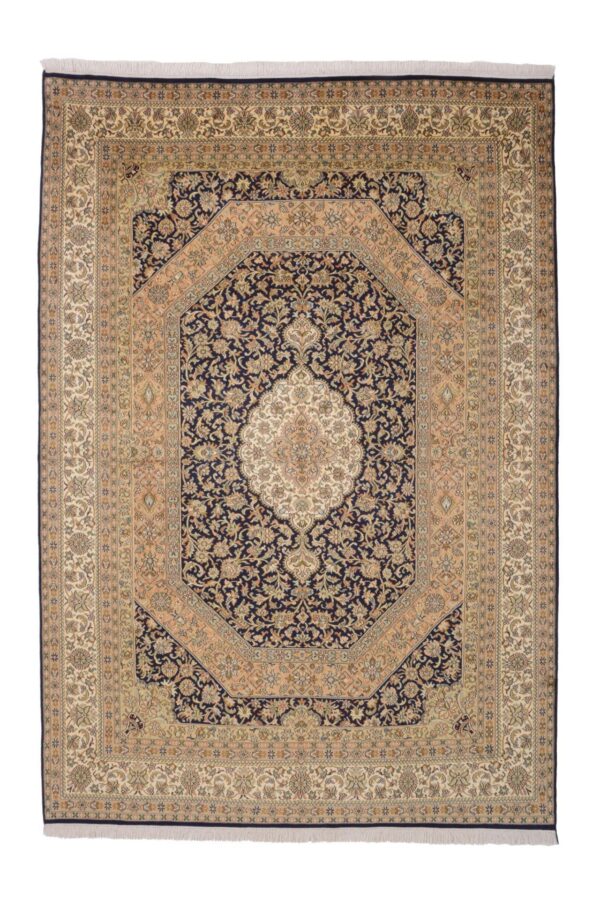 Kashmir Oriental Rug 173 × 251 cm, Silk, hand-knotted, pastel