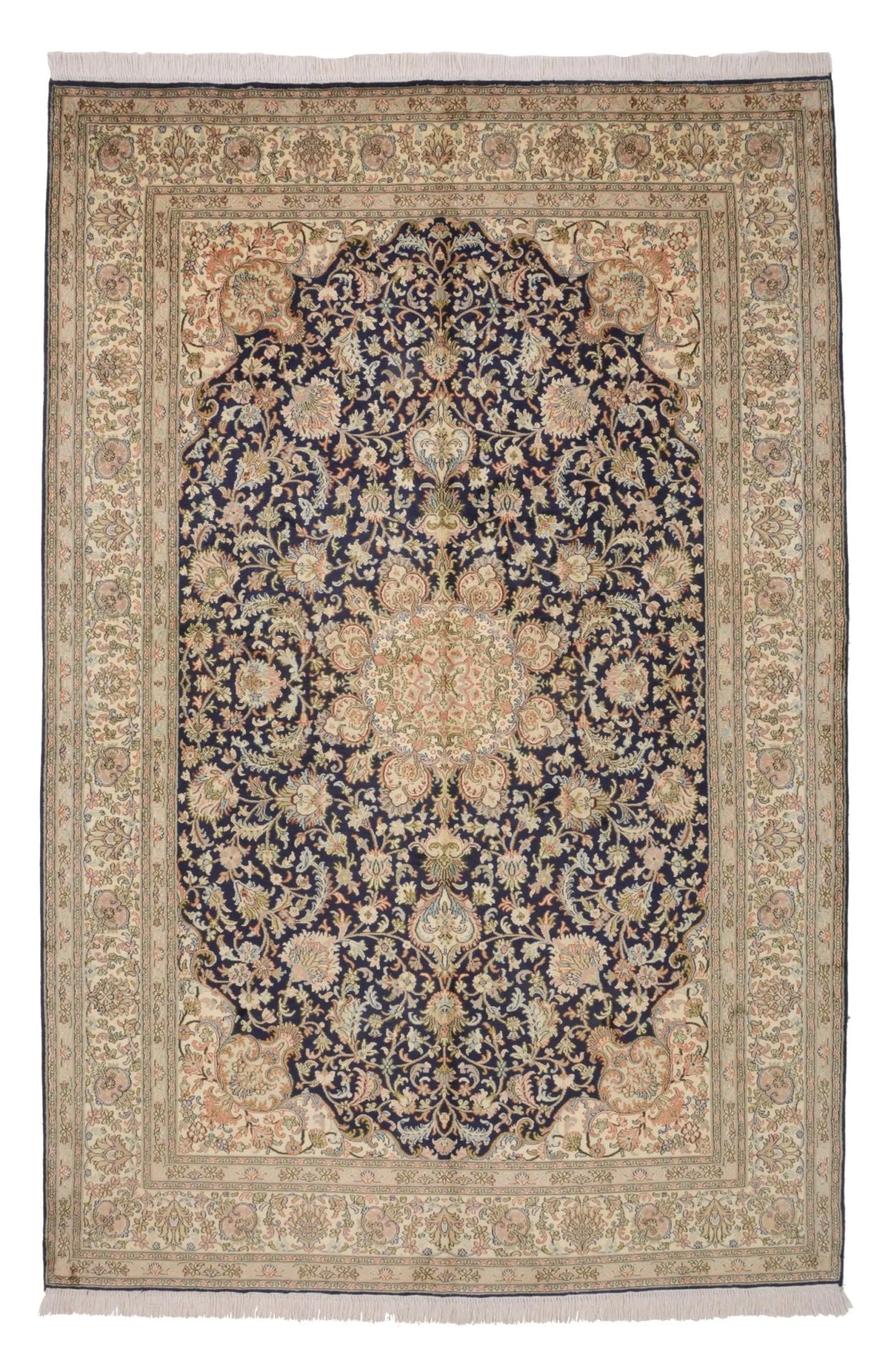 Kashmir Oriental Rug 174 × 260 cm, Silk, hand-knotted, pastel