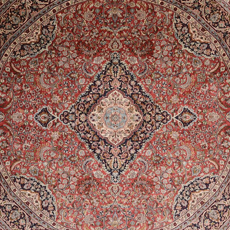 Kashmir Oriental Rug 180 × 180 cm, Silk, hand-knotted — view 5 Kashmir Oriental Rug 180 × 180 cm, Silk, hand-knotted — view 5