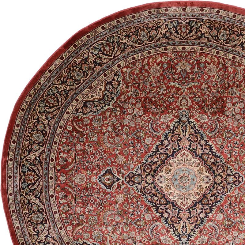 Kashmir Oriental Rug 180 × 180 cm, Silk, hand-knotted — view 6 Kashmir Oriental Rug 180 × 180 cm, Silk, hand-knotted — view 6