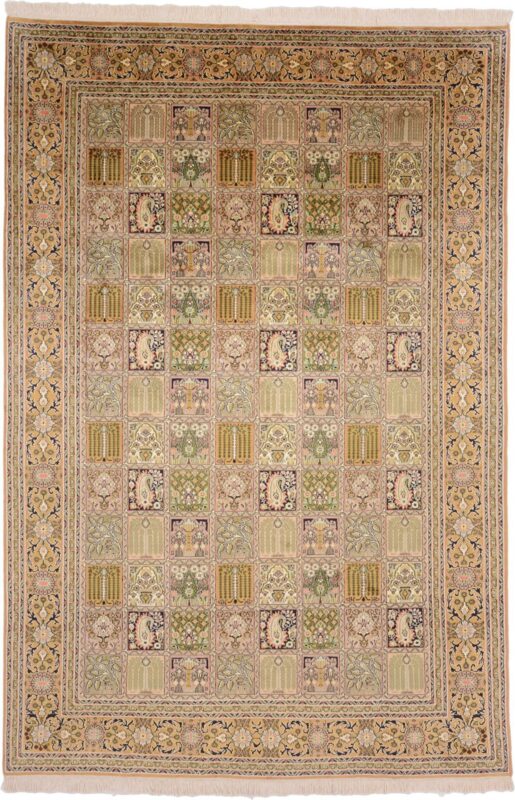 Kashmir Oriental Rug 183 × 274 cm, Silk, hand-knotted