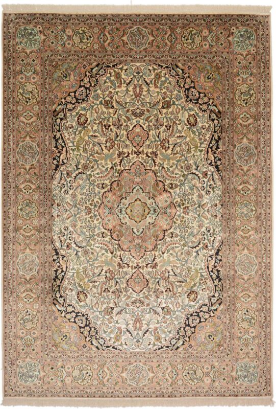 Kashmir Oriental Rug 184 × 269 cm, Silk, hand-knotted