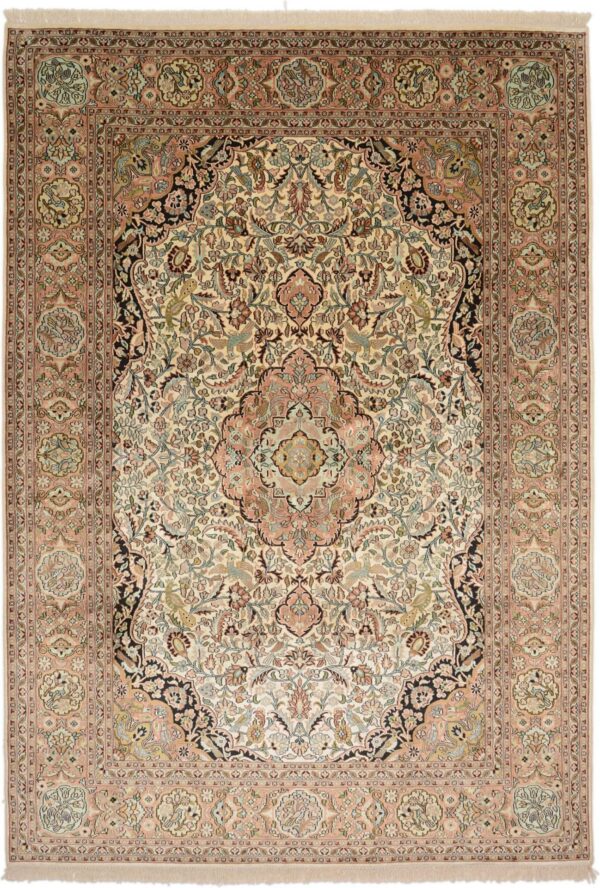 Kashmir Oriental Rug 184 × 269 cm, Silk, hand-knotted
