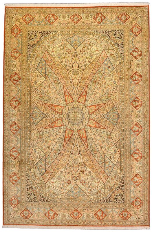 Kashmir Oriental Rug 184 × 277 cm, Silk, hand-knotted