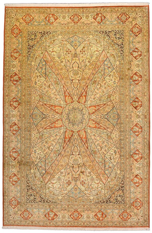 Kashmir Oriental Rug 184 × 277 cm, Silk, hand-knotted