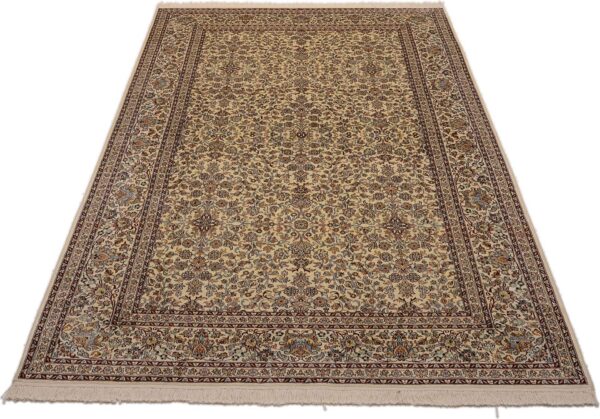 Kashmir Oriental Rug 184 × 280 cm, Silk, White/Beige, hand-knotted — view 2 Kashmir Oriental Rug 184 × 280 cm, Silk, White/Beige, hand-knotted — view 2