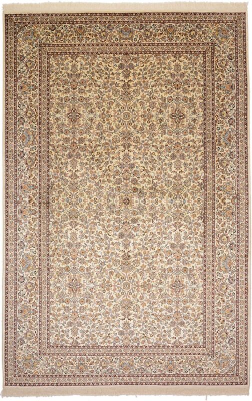 Kashmir Oriental Rug 184 × 280 cm, Silk, White/Beige, hand-knotted Kashmir Oriental Rug 184 × 280 cm, Silk, White/Beige, hand-knotted