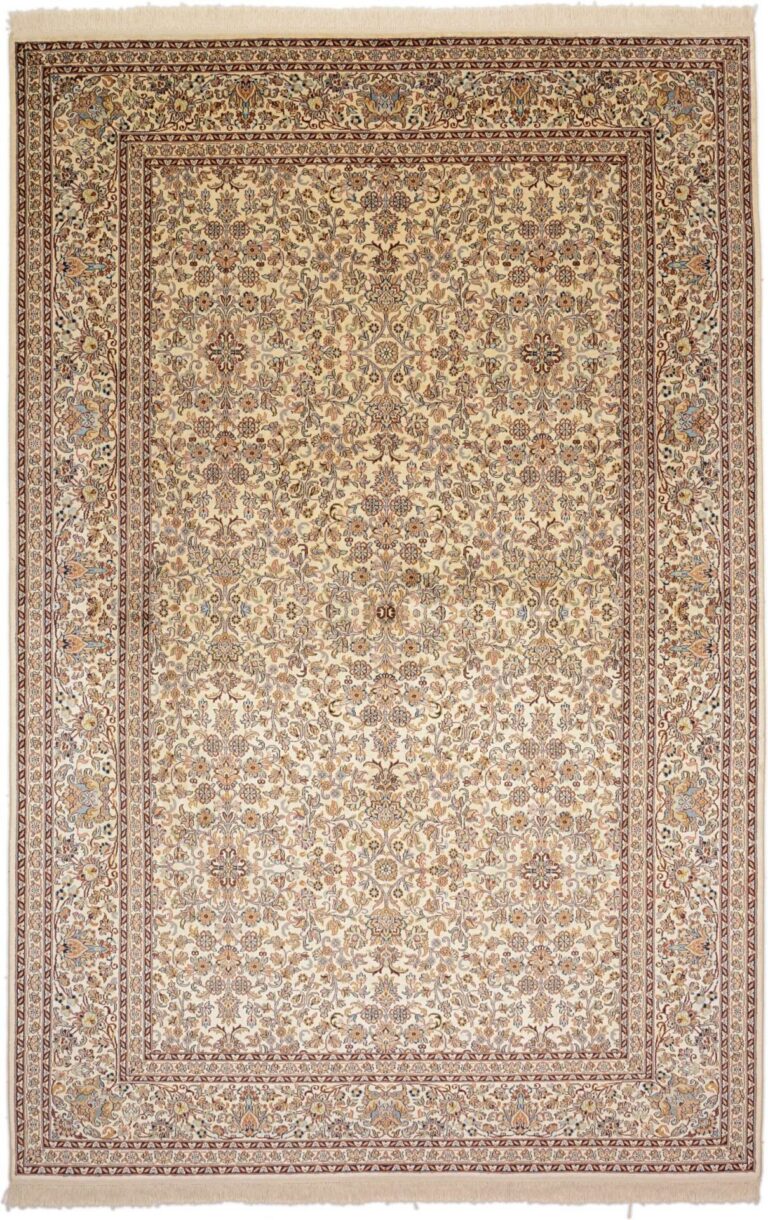 Kashmir Oriental Rug 184 × 280 cm, Silk, White/Beige, hand-knotted