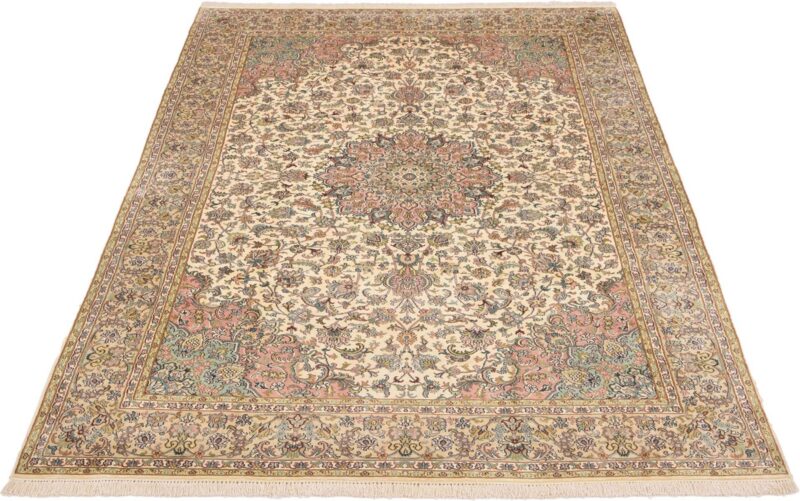 Kashmir Oriental Rug 184 × 280 cm, Silk, White/Beige, hand-knotted — view 2