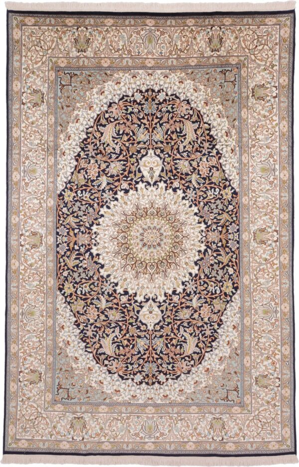 Kashmir Oriental Rug 184 × 280 cm, Silk, hand-knotted, pastel