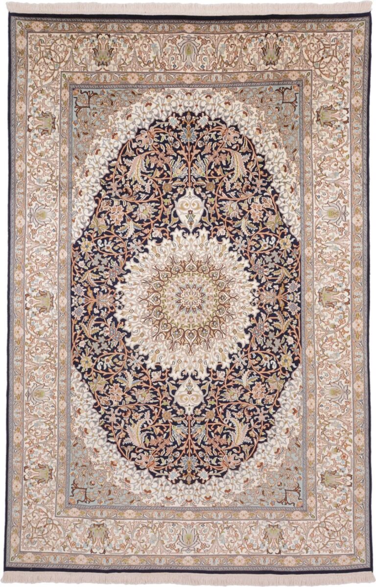 Kashmir Oriental Rug 184 × 280 cm, Silk, hand-knotted, pastel