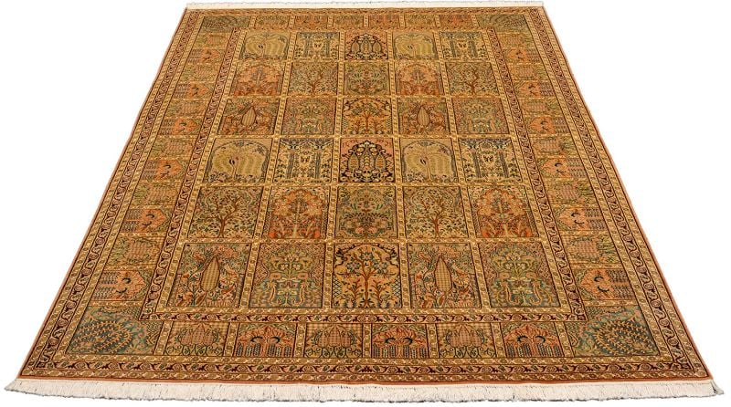 Kashmir Oriental Rug 185 × 276 cm, Silk, White/Beige, hand-knotted — view 2