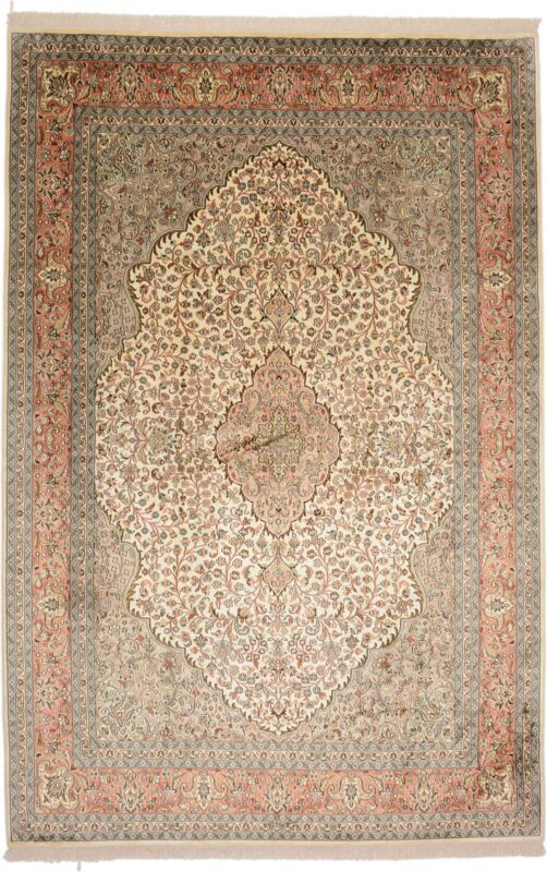 Kashmir Oriental Rug 185 × 277 cm, Silk, hand-knotted, pastel Kashmir Oriental Rug 185 × 277 cm, Silk, hand-knotted, pastel