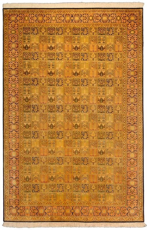 Kashmir Oriental Rug 185 × 279 cm, Silk, hand-knotted, fine