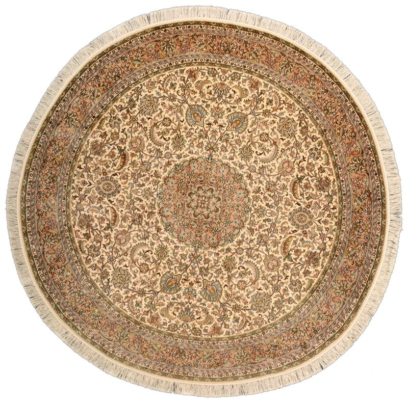 Kashmir Oriental Rug 186 × 186 cm, Silk, hand-knotted Kashmir Oriental Rug 186 × 186 cm, Silk, hand-knotted