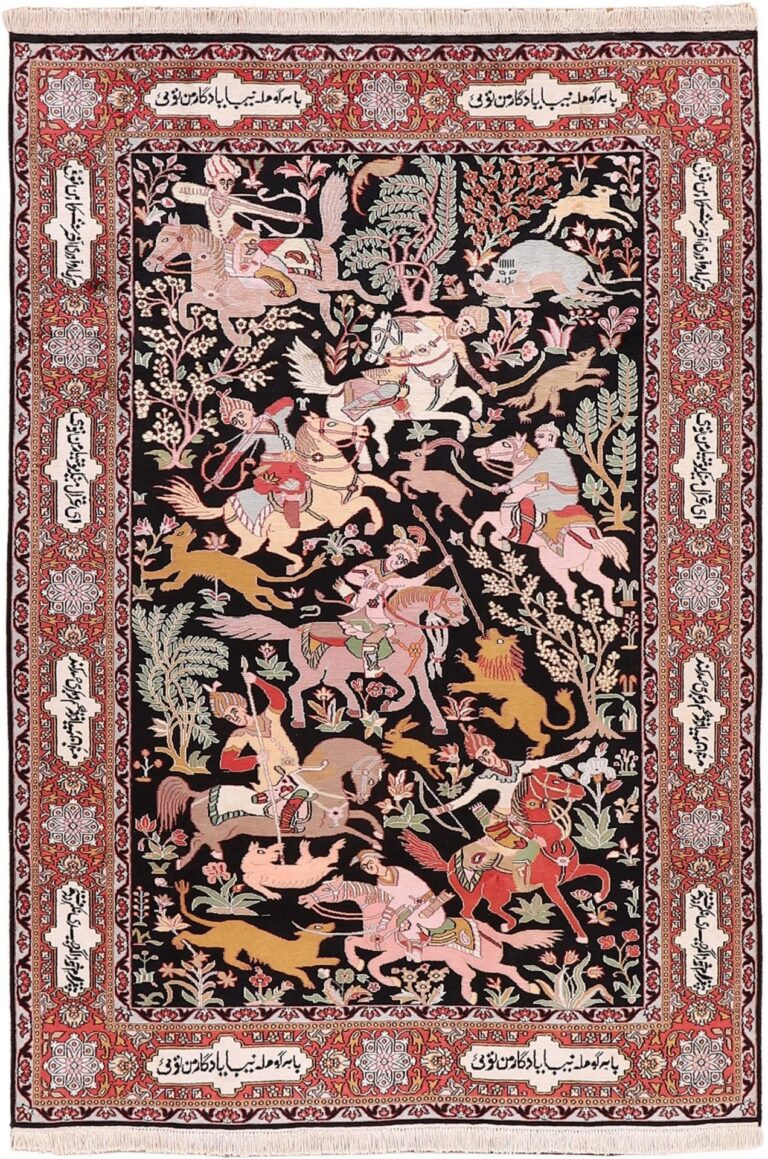 Kashmir Oriental Rug 186 × 267 cm, Silk, hand-knotted