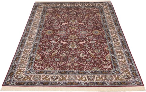 Kashmir Oriental Rug 186 × 280 cm, Silk, Red/Orange, hand-knotted — view 2
