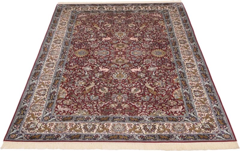 Kashmir Oriental Rug 186 × 280 cm, Silk, Red/Orange, hand-knotted — view 2