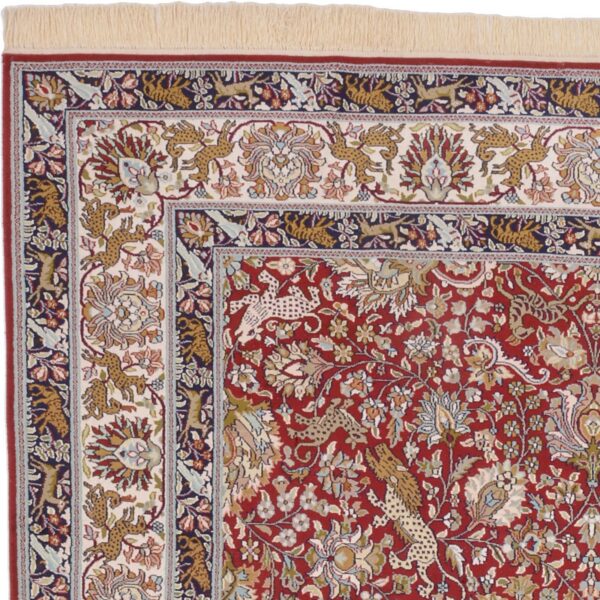 Kashmir Oriental Rug 186 × 280 cm, Silk, Red/Orange, hand-knotted — view 6