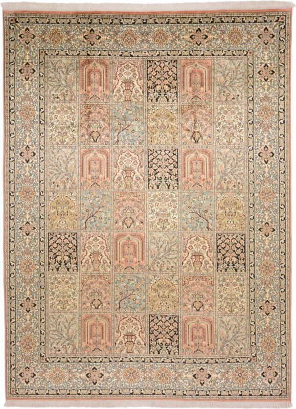 Kashmir Oriental Rug 187 × 253 cm, Silk, hand-knotted
