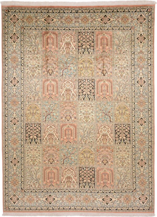 Kashmir Oriental Rug 187 × 253 cm, Silk, hand-knotted