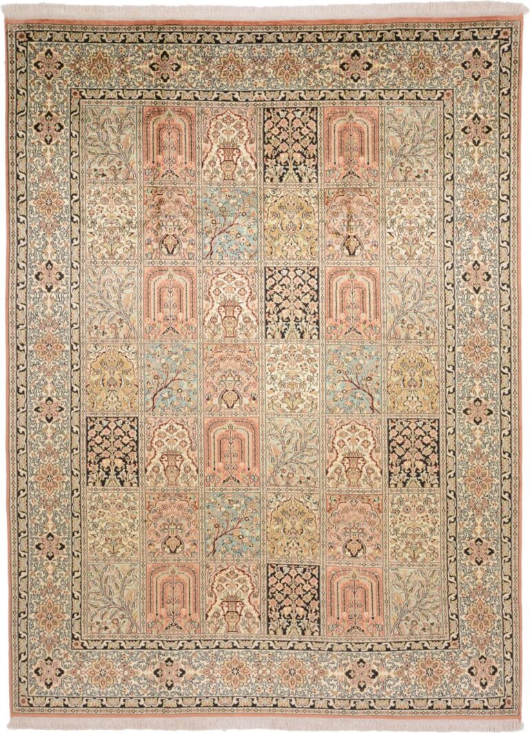 Kashmir Oriental Rug 187 × 253 cm, Silk, hand-knotted