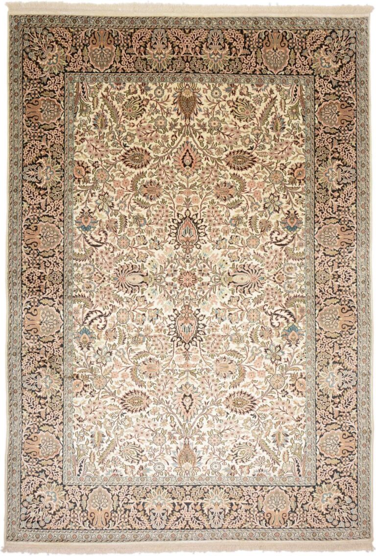 Kashmir Oriental Rug 188 × 272 cm, Silk, hand-knotted