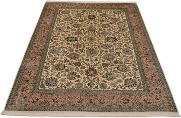 Kashmir Oriental Rug 188 × 275 cm, Silk, hand-knotted, pastel — view 2