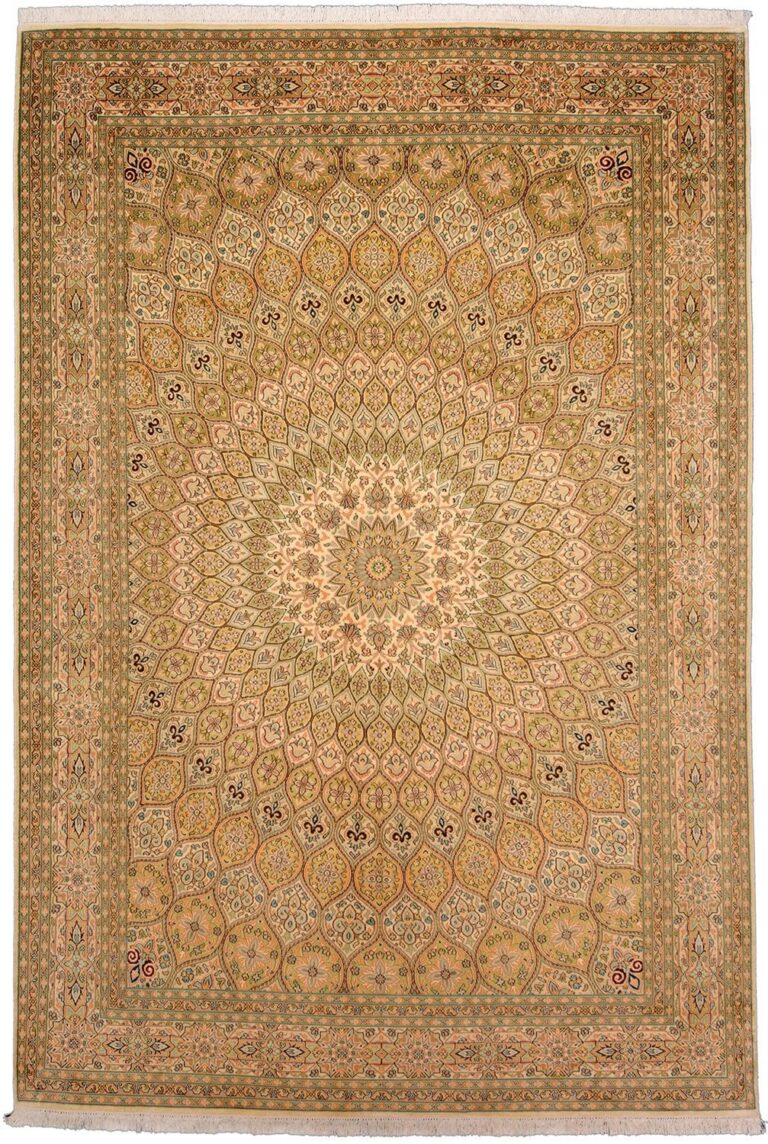 Kashmir Oriental Rug 188 × 277 cm, Silk, hand-knotted