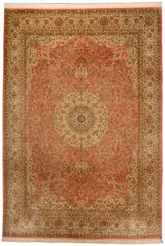 Kashmir Oriental Rug 190 × 274 cm, Silk, hand-knotted