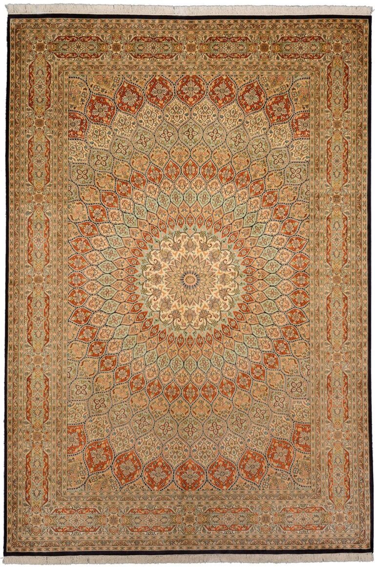 Kashmir Oriental Rug 190 × 275 cm, Silk, hand-knotted
