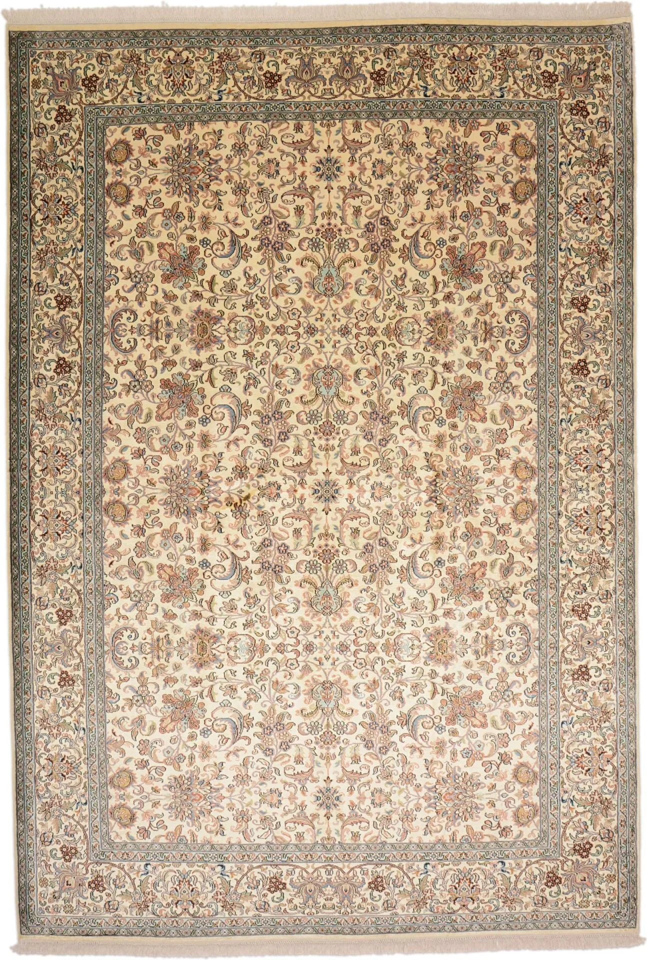 Kashmir Oriental Rug 190 × 279 cm, Silk, hand-knotted