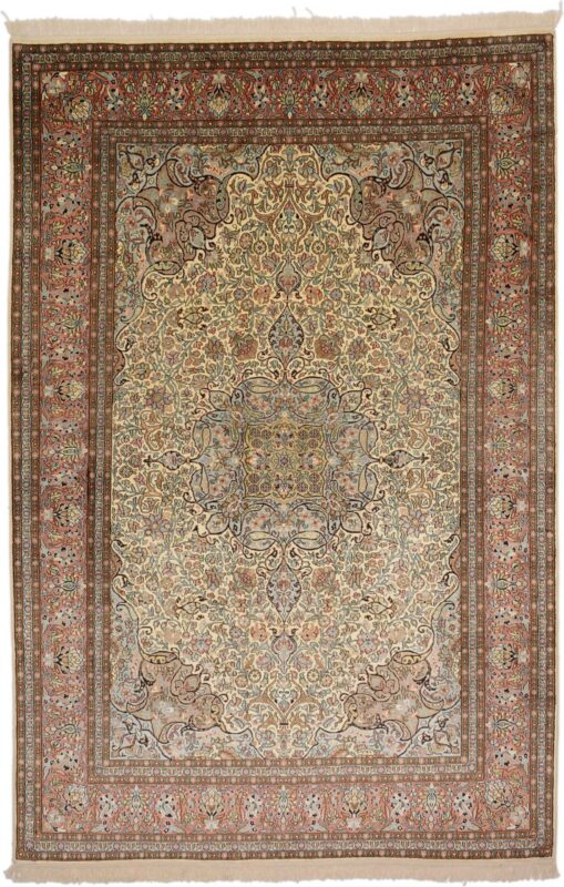 Kashmir Oriental Rug 190 × 283 cm, Silk, hand-knotted