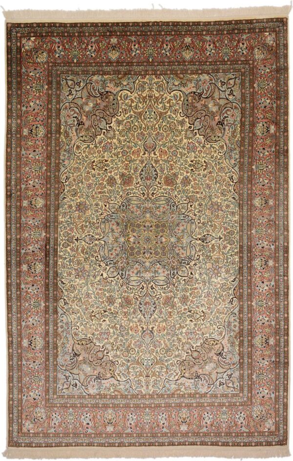 Kashmir Oriental Rug 190 × 283 cm, Silk, hand-knotted