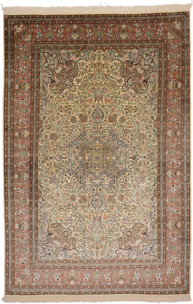 Kashmir Oriental Rug 190 × 283 cm, Silk, hand-knotted
