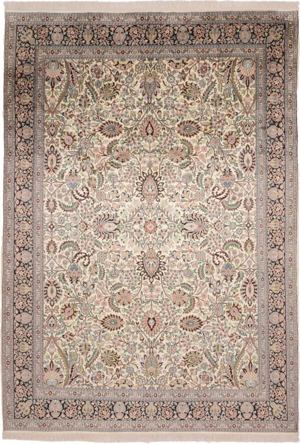 Kashmir Oriental Rug 192 × 271 cm, Silk, hand-knotted, pastel Kashmir Oriental Rug 192 × 271 cm, Silk, hand-knotted, pastel