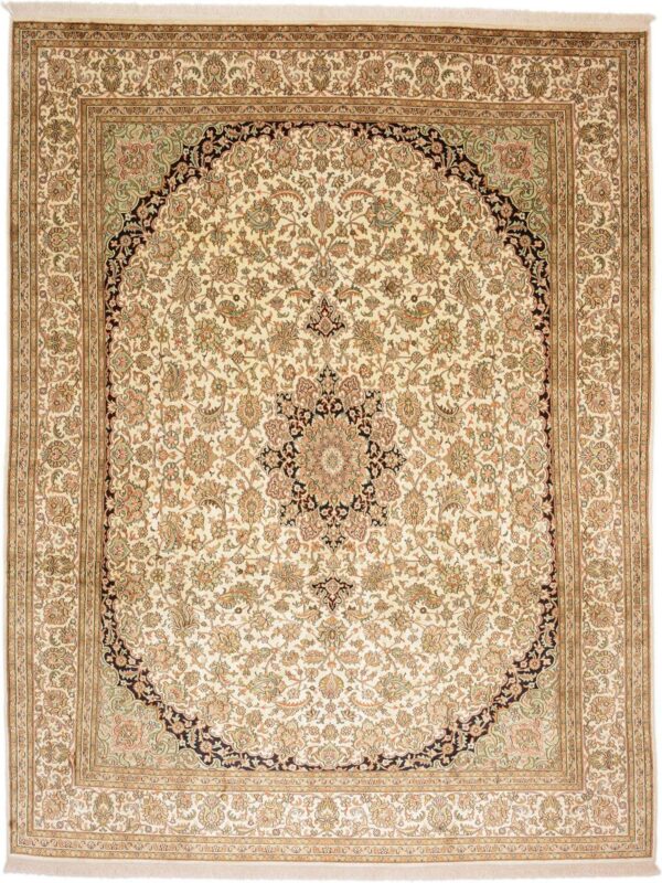 Kashmir Oriental Rug 198 × 260 cm, Silk, hand-knotted, luxury