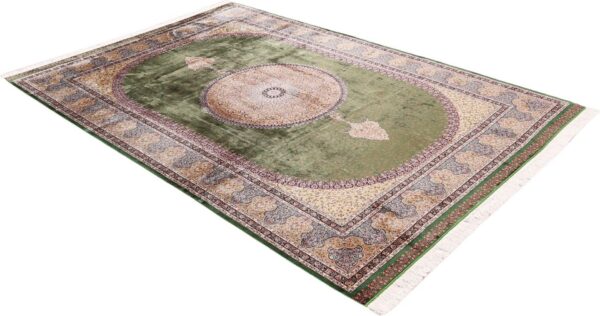 Kashmir Oriental Rug 200 × 300 cm, Silk, hand-knotted, refined — view 4 Kashmir Oriental Rug 200 × 300 cm, Silk, hand-knotted, refined — view 4